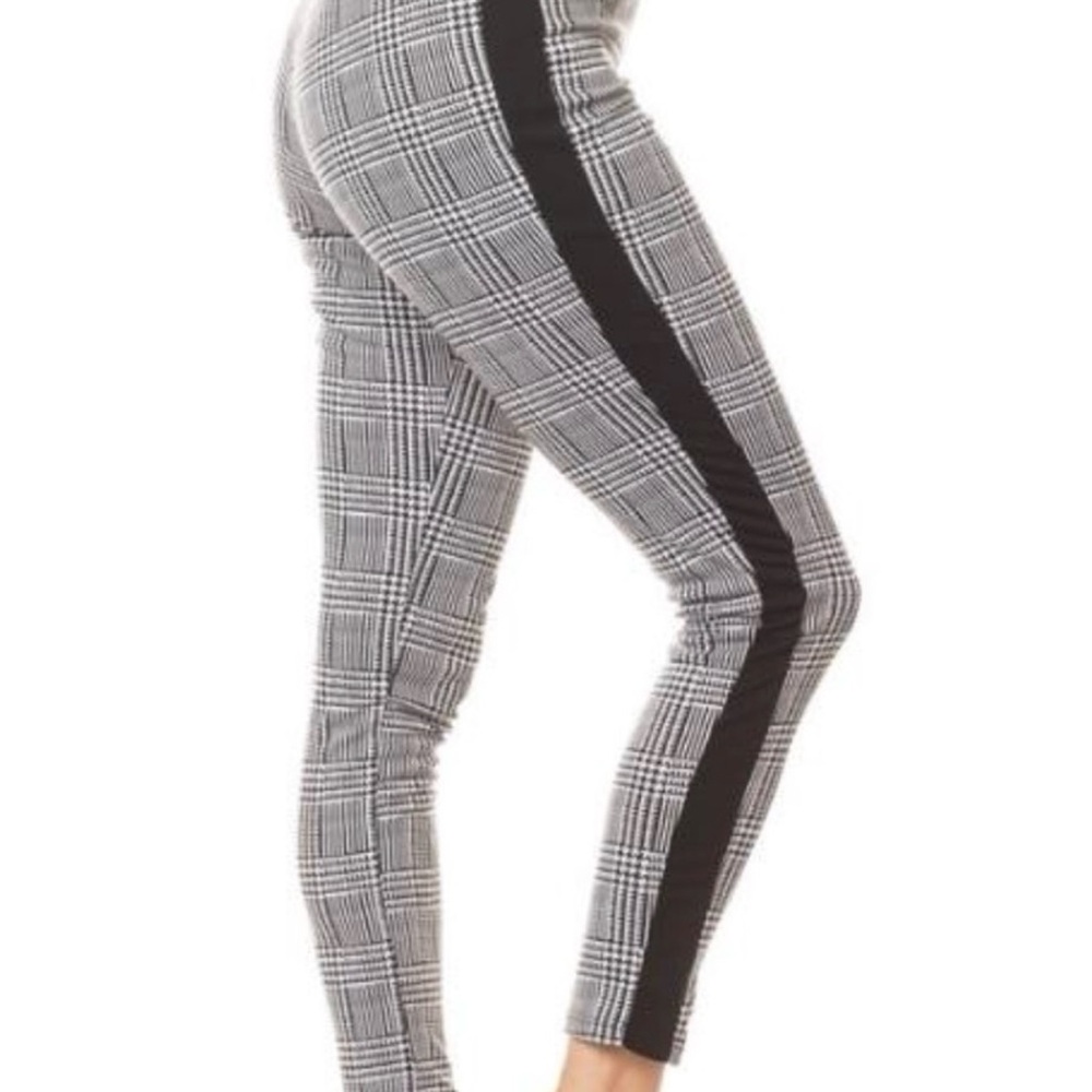 Belita Collection Women's Side Striped Plaid Skinny Pants Black & White Size S - Picture 9 of 10